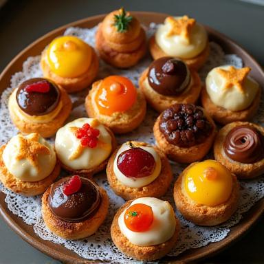 Vassoio assortito di pasticcini mignon italiani.